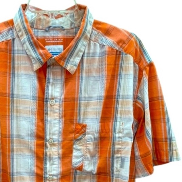 Columbia Other - Columbia Omni-wick Short Sleeve Plaid Shirt Orange XL Mens Advanced Evaporation
